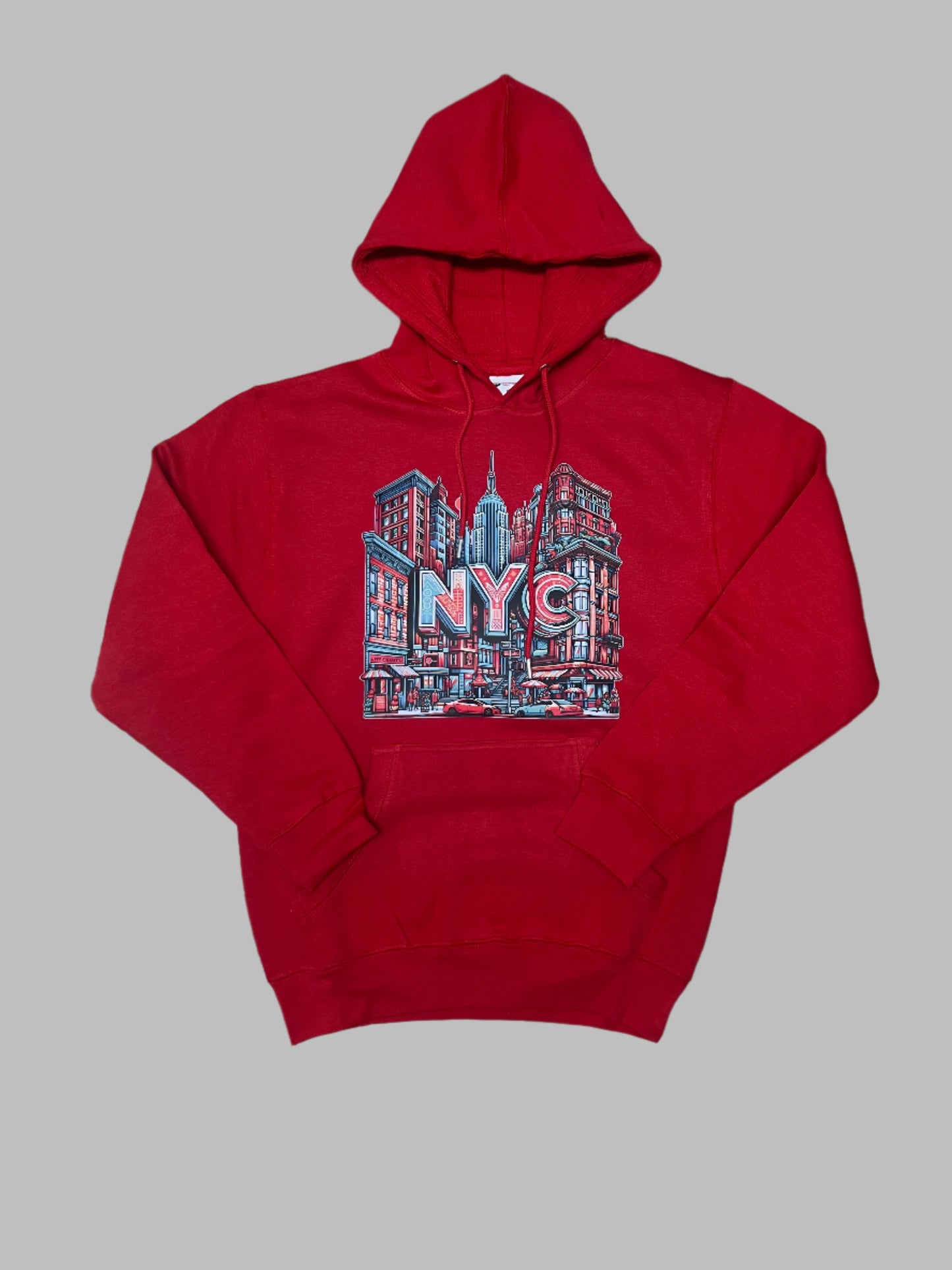 Red NYC Colorful Design Hoodie